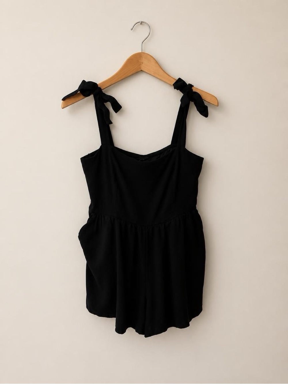 Black Tie-Shoulder Romper - Women Romper